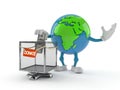 World globe character with donation box Royalty Free Stock Photo