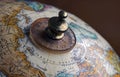 World globe closeup showing map of Arctic Ocean