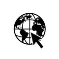 World globe cursor icon global network connection digital concept white background Royalty Free Stock Photo