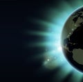 World globe eclipse sunrise concept Royalty Free Stock Photo