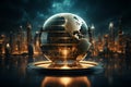 The world globe encapsulates the futures tech savvy, information rich cyberworld Royalty Free Stock Photo