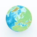 World globe with geographical features