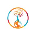 Globe tree vector logo design template. Planet and eco symbol or icon. Royalty Free Stock Photo