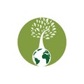 Globe tree vector logo design template. Planet and eco symbol or icon. Royalty Free Stock Photo