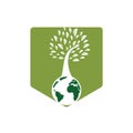 Globe tree vector logo design template. Planet and eco symbol or icon. Royalty Free Stock Photo