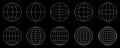 World globe grids icon set, Earth longitude and latitude line, set Earth globe hemispheres, linear striped globes