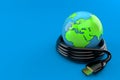 World globe with hdmi cable Royalty Free Stock Photo
