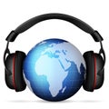 World globe headphone Royalty Free Stock Photo