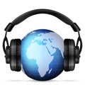 World globe headphone Royalty Free Stock Photo