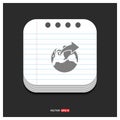 World globe icon Gray icon on Notepad Style template Vector EPS Royalty Free Stock Photo