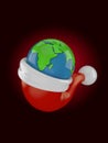 World globe inside santa`s hat Royalty Free Stock Photo