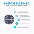 World, Globe, Internet, Education Solid Icon Infographics 5 Steps Presentation Background Royalty Free Stock Photo