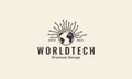 World globe with lines tech connect logo vector symbol icon illustration design Royalty Free Stock Photo