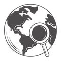 World globe with magnifying glass map search icon Royalty Free Stock Photo