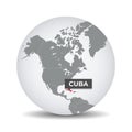 World globe map with the identication of Cuba.