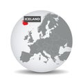 World globe map with the identication of Iceland.