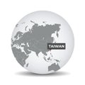 World globe map with the identication of Taiwan.