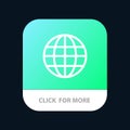 World, Globe, Map, Internet Mobile App Button. Android and IOS Line Version Royalty Free Stock Photo