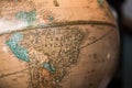 World Globe Map showing South America, illustrative editorial