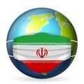 World globe with medical mask Iran flag