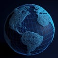 World globe network illustration. Design anstract blue worldwide connection. Generative AI