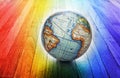 World Rainbow Globe Background