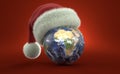 World globe with santa hat Royalty Free Stock Photo