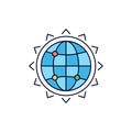 World, globe, SEO, business, optimization Flat Color Icon Vector Royalty Free Stock Photo