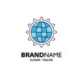 World, globe, SEO, business, optimization Flat Color Icon Vector Royalty Free Stock Photo