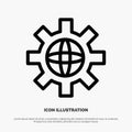 World, Globe, Setting, Technical Line Icon Vector