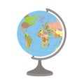 World globe on a stand. Political map of the world. Vector illustration.