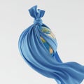 World Globe Wrapped in Blue Fabric Royalty Free Stock Photo