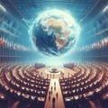 The world government at the congress decides on issues of world order Royalty Free Stock Photo