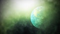 World in green toxic smoke global warming and pollution background concept. 3D illustration Earth globe with green poison