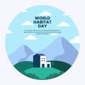 the world habitat day - flat illustration