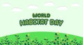 world habitat day with park and white clouds background