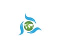 World and hand global green logo