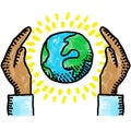 World and hand, symbol of environmental protection Royalty Free Stock Photo