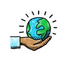 World and hand, symbol of environmental protection Royalty Free Stock Photo