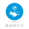 World handshake sign icon. Amicable agreement.