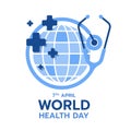 World health Day - Circle globe earth sign in stethoscope circle ring and cross sign around vector design Royalty Free Stock Photo