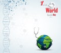 World health day concept with DNA and globe