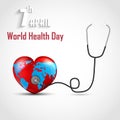 World health day concept with DNA and globe inside a heart