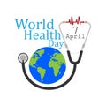 World health day concept with doctor stethoscope and earth globe.