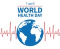 World health day concept. Wellness, medical prevention and profession medicare day. Global medicine vector background