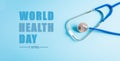 World health day and medical concept. Top view of doctor stethoscope on pastel blue background Royalty Free Stock Photo