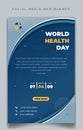 World Health Day template for social media banner design with elegant blue in portrait background