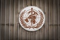 World Health Organization WHO / OMS Logo at WHO Headquarters - Geneva, Switzerland Royalty Free Stock Photo