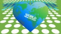 World in a heart on 3d illustration background