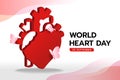 World heart day - 3d red human heart shape sign with soft pink butterfly around vector design